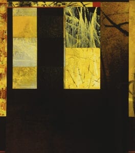 A segmented painting with yellow and black shades