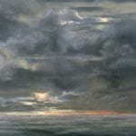 A cloudy Blue Dawn ocean painting