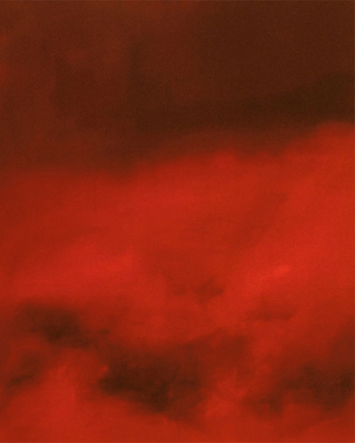 A cloudy night sky with shades of red painting