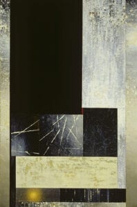 A white and black segmented painting