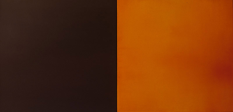 A black and orange painting with different tones